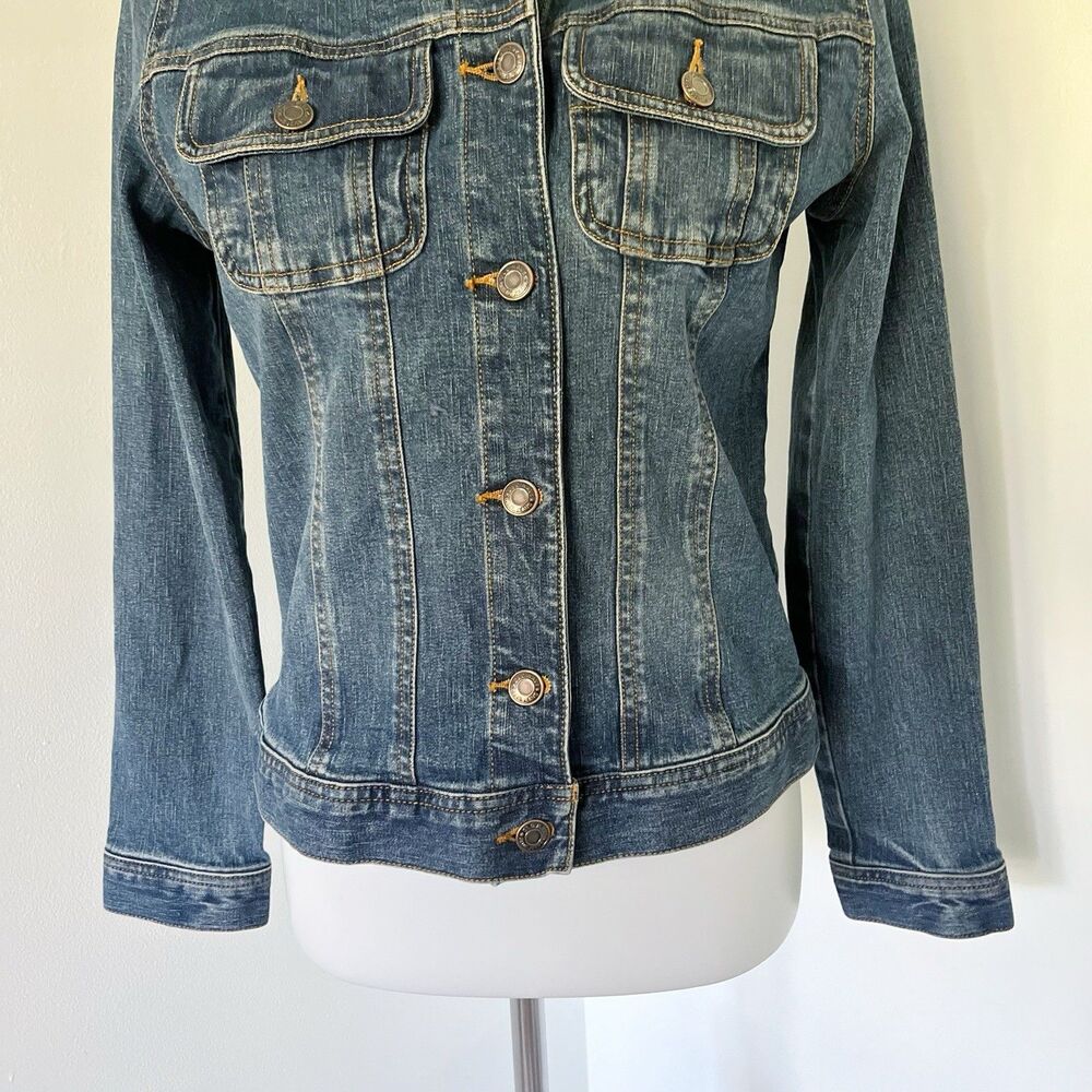 Vintage Old Navy Denim Jacket S Small Stretch Cotton Y2K Revival Utility Chic - Picture 11 of 16